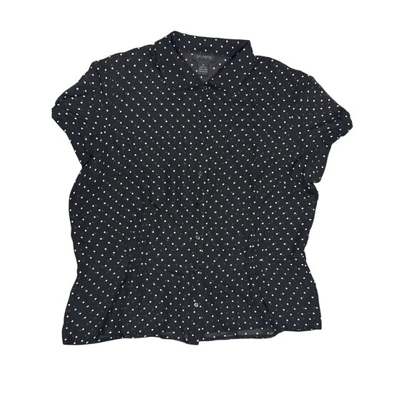 The Limited Silk XL Black White Polka Dot Sheer Blouse Short Sleeve Sheercore - Picture 9 of 11